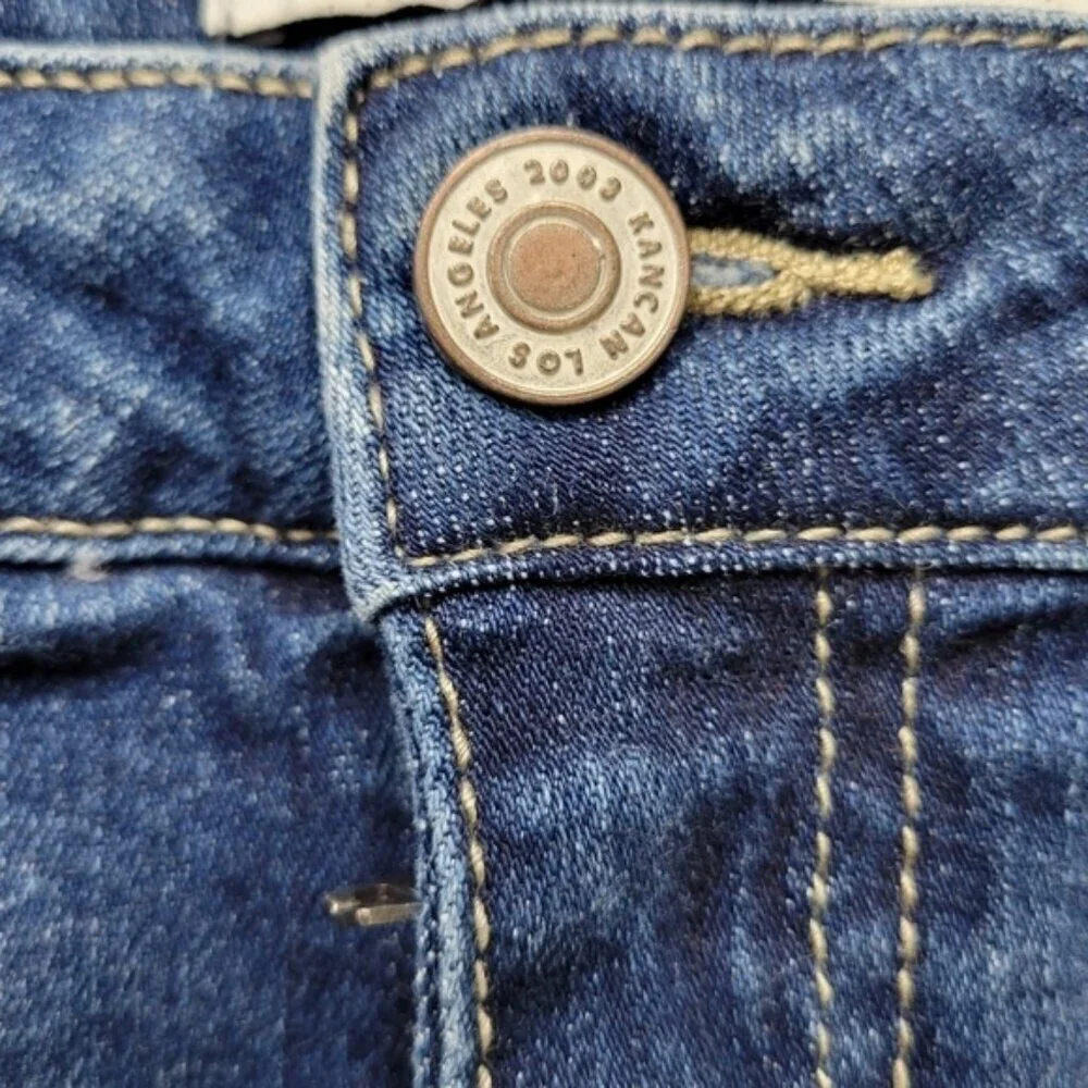 KanCan Jeans Women Size 7/27 30X27 Blue Skinny Ripped Knees Distressed Mid Rise